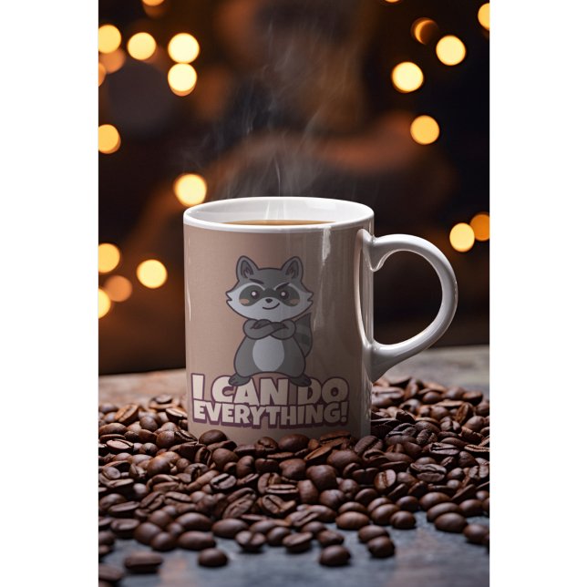 I Can Do Everything! Confident Raccoon Gift Kaffemugg (Skapare uppladdad)