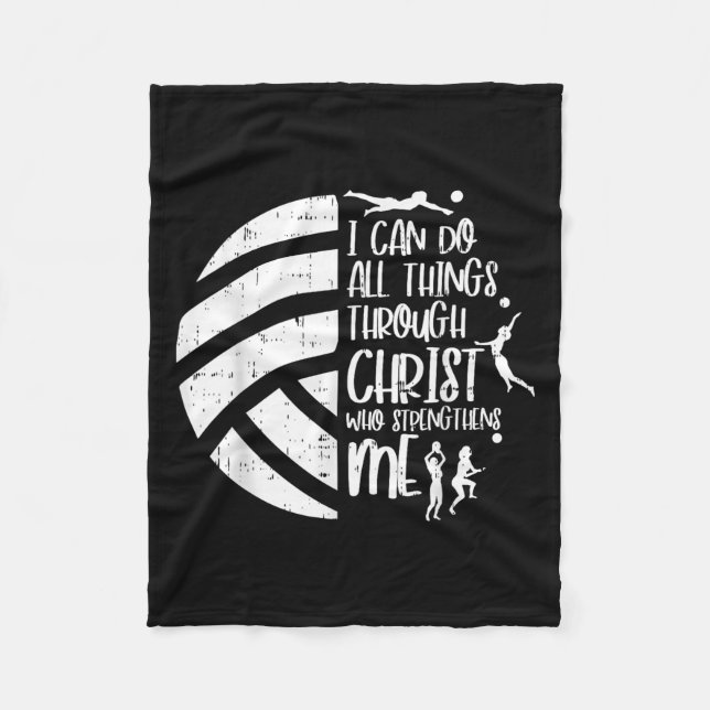 I Can Do Things Through Christ Volleyball Christia Fleecefilt (Framsidan)