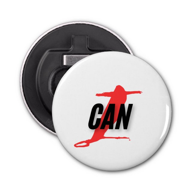 "I Can" Dynamic Red & Black Empowerment Word Art Flasköppnare (Framsidan)
