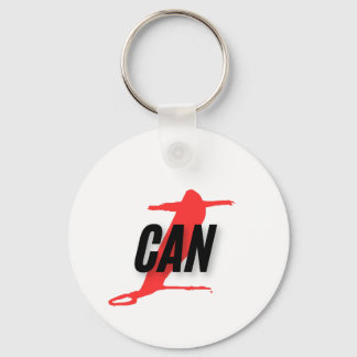 "I Can" Dynamic Red & Black Empowerment Word Art Nyckelring