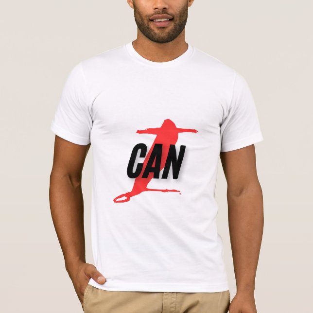 "I Can" Dynamic Red & Black Empowerment Word Art T Shirt (Framsida)