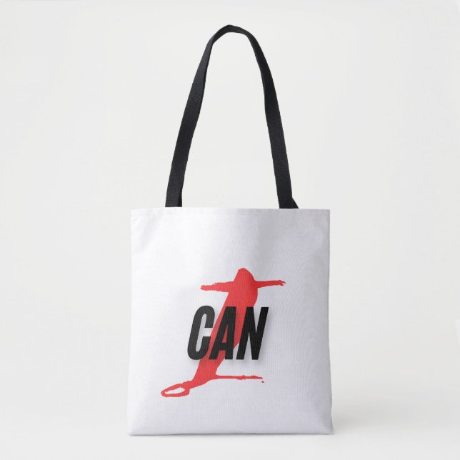 "I Can" Dynamic Red & Black Empowerment Word Art Tygkasse (Framsida)