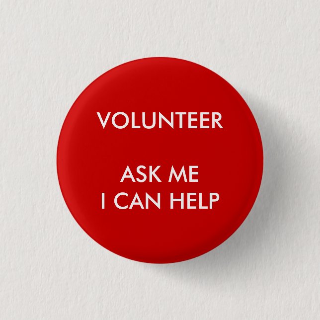 I Can Help  Volunteer Button Charity Event Red Knapp (Framsida)