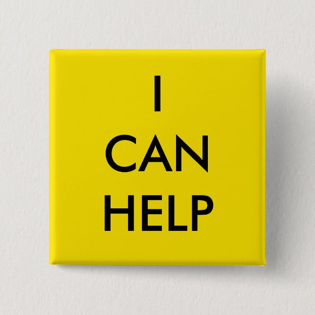 I Can Help  Volunteer Button Charity Event Yellow Knapp (Framsida)