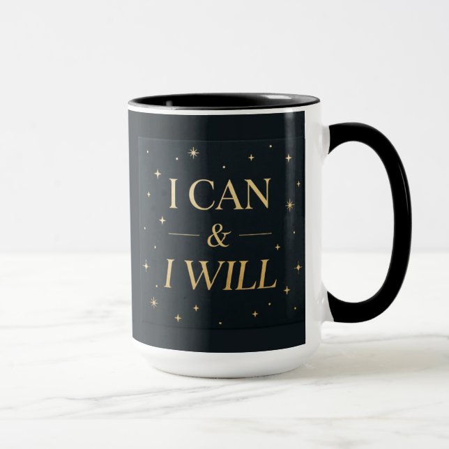 I Can I Will Mug | Motivational Gold Quote Coffee  Mugg (Höger)