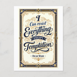 "I Can Resist Everything" Wilde Quotation Vykort