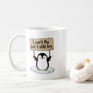“I can’t fly but I still try” cute penguin Kaffemugg