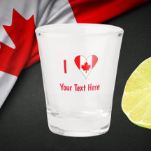 I (Canadian Flagga Heart) Din text Red