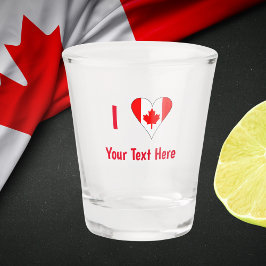 I (Canadian Flagga Heart) Din text Red