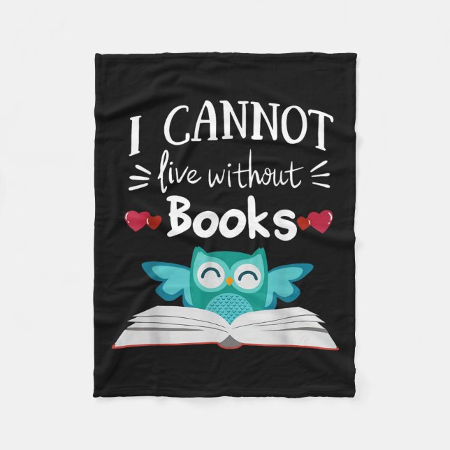 I Cannot Live Without Books Owl  Fleecefilt (Framsidan)