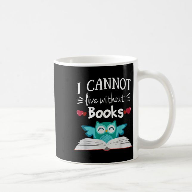 I Cannot Live Without Books Owl  Kaffemugg (Höger)