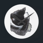 I Can't Even Right Meow Rund Klocka<br><div class="desc">Introducing Binx... This humorous image features a black-and-white tuxedo cat curled up with one paw dramatically covering his face, as if he has completely given up on the day. With his head tucked down and eyes hidden, the cat looks adorably fed up—like he just heard the most ridiculous thing imaginable...</div>