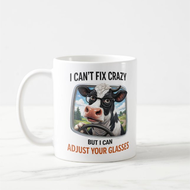 I Can't Fix Crazy but I Adjust Your Glasses Kaffemugg (Vänster)
