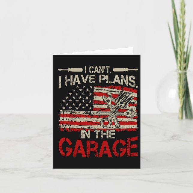 I Cant Have Plans Garage-shirt Men Funny Mechanic  Kort (Framsida)