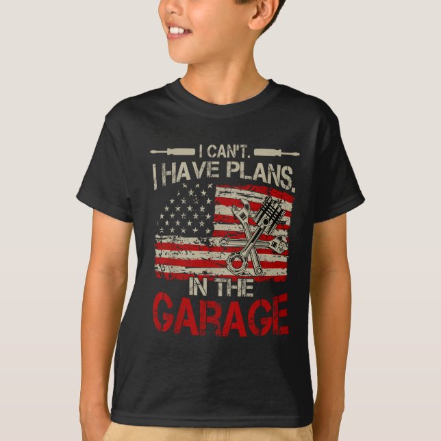 I Cant Have Plans Garage-shirt Men Funny Mechanic  T Shirt (Framsida)
