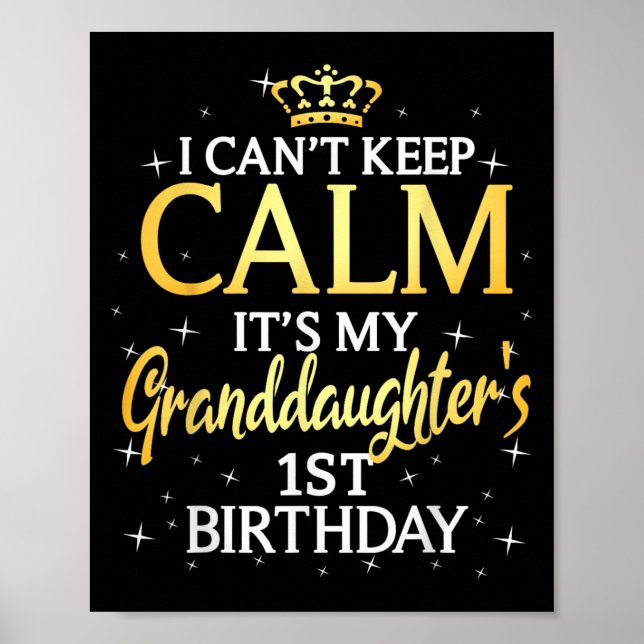 I Cant Keep Calm Its My Granddaughter 1st Birthday Poster (Framsidan)