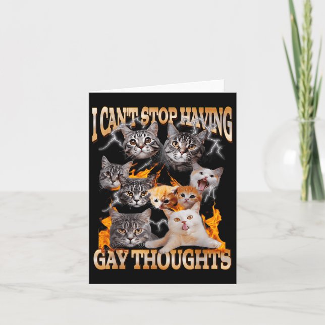 I Can't Stop Having Gay Thoughts Funny Cat Meme Bo Kort (Framsida)