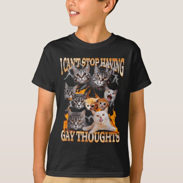 I Can't Stop Having Gay Thoughts Funny Cat Meme Bo T Shirt (Framsida)