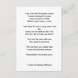 "I Care"-Dikt Tilläggskort