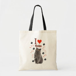 I ❤️ Cats – Cute Cat & Paw Print Design Tygkasse