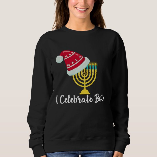 I Celebrate Both Christmas Hanukkah Chanukah Jewis T Shirt (Framsida)