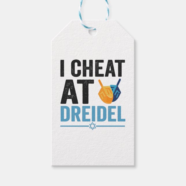 I Cheat at Dreidel Funny Jewish Game Holiday Gift Presentetikett (Framsidan)