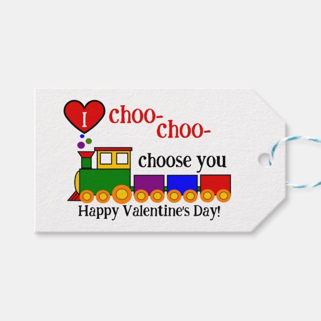 I choo-choo Choose You Valentine's Day Kid's cute Presentetikett (Framsidan (Horisontell))