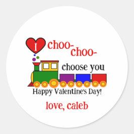 I choo-choo Valentine's Day Kid's Name Runt Klistermärke