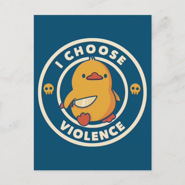 I Choose Violence Meme Duck Chick Chicken Gore Vykort (Framsida)