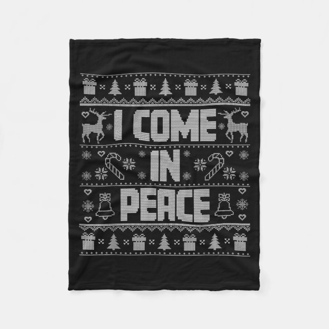 I Come In Peace Couple Matching Ugly Christmas Swe Fleecefilt (Framsidan)