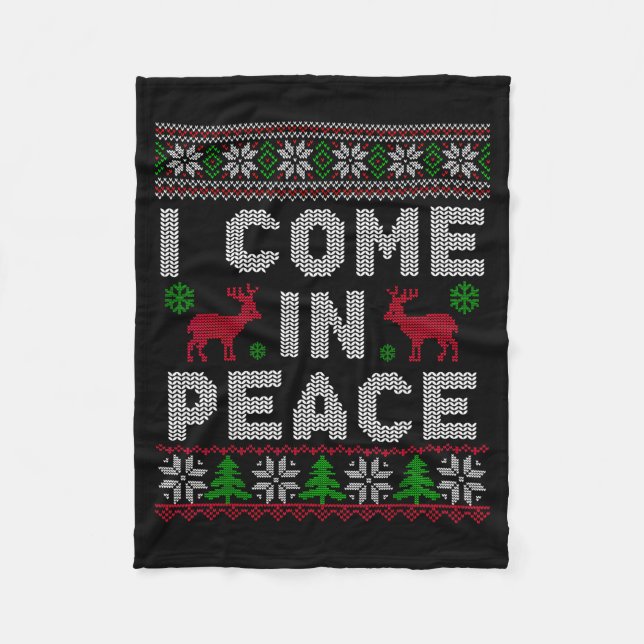 I Come In Peace Couple Matching Ugly Christmas Swe Fleecefilt (Framsidan)
