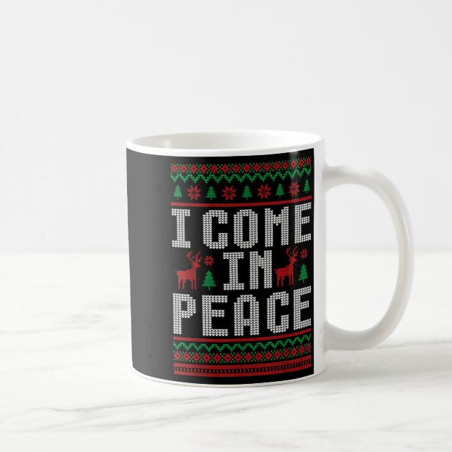 I Come In Peace Couple Matching Ugly Christmas Swe Kaffemugg (Höger)