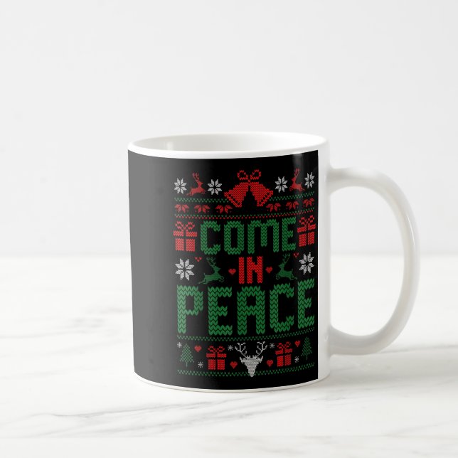 I Come In Peace Couple Matching Ugly Christmas Swe Kaffemugg (Höger)