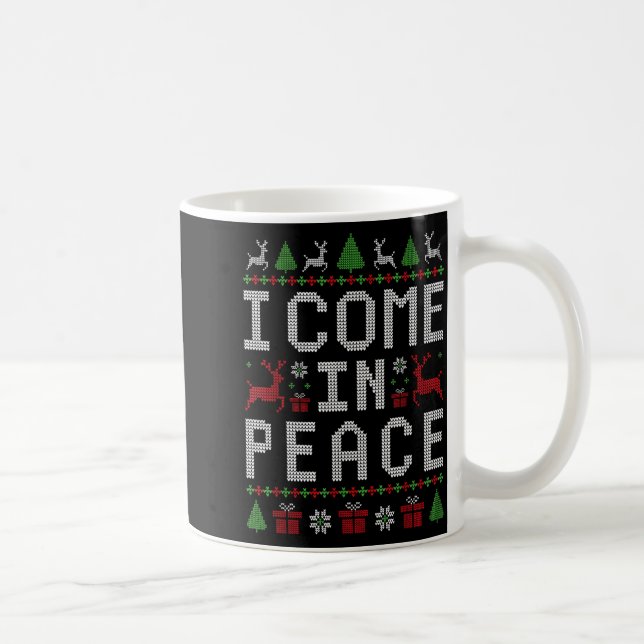 I Come In Peace Couple Matching Ugly Christmas Swe Kaffemugg (Höger)
