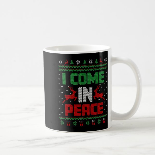 I Come In Peace Couple Matching Ugly Christmas Swe Kaffemugg (Höger)