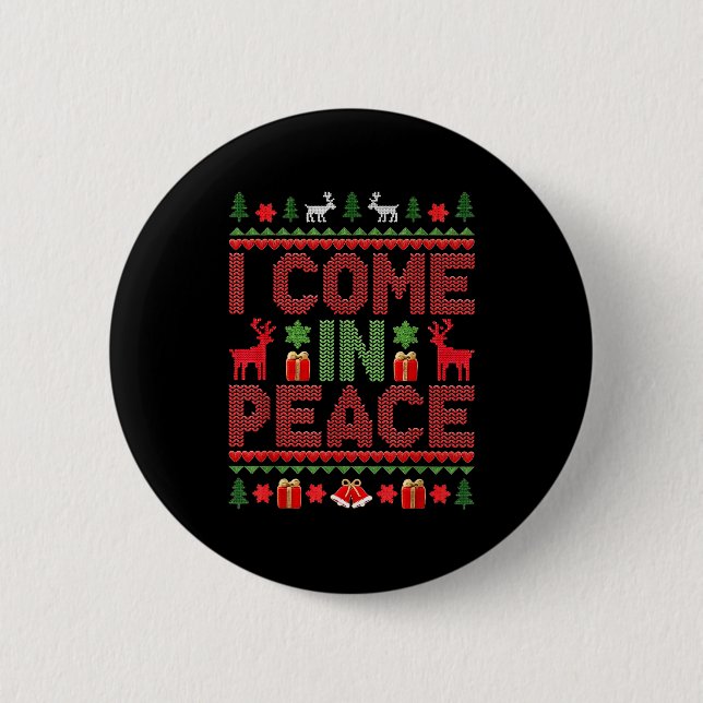 I Come In Peace Couple Matching Ugly Christmas Swe Knapp (Framsida)