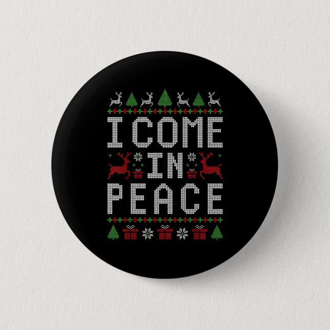 I Come In Peace Couple Matching Ugly Christmas Swe Knapp (Framsida)