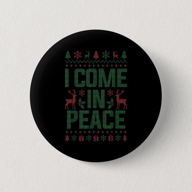 I Come In Peace Couple Matching Ugly Christmas Swe Knapp (Framsida)