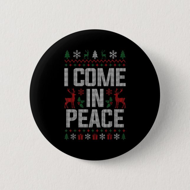 I Come In Peace Couple Matching Ugly Christmas Swe Knapp (Framsida)
