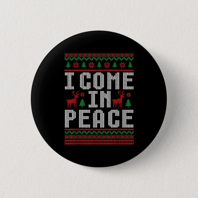I Come In Peace Couple Matching Ugly Christmas Swe Knapp (Framsida)