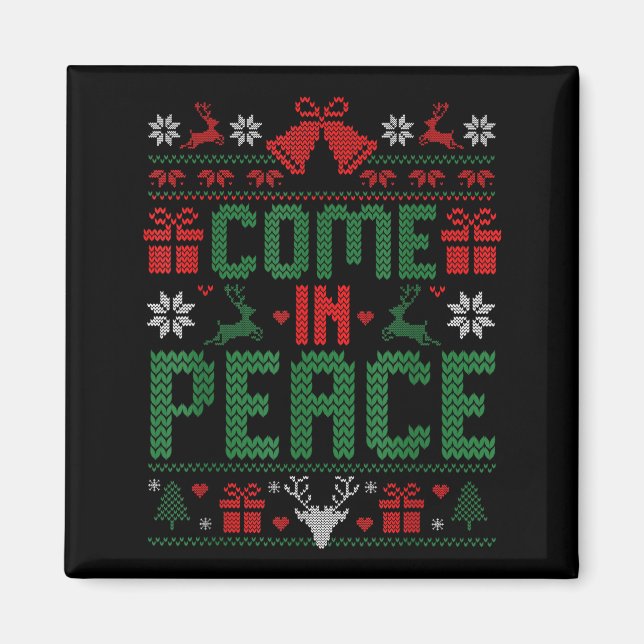 I Come In Peace Couple Matching Ugly Christmas Swe Magnet (Framsidan)