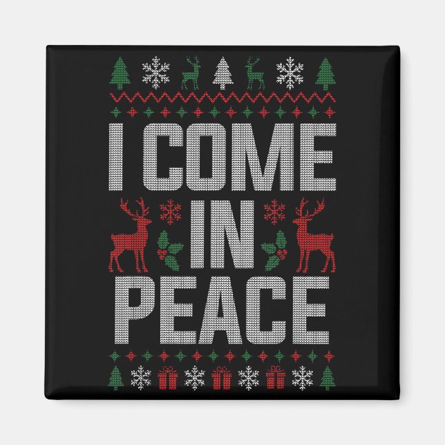 I Come In Peace Couple Matching Ugly Christmas Swe Magnet (Framsidan)