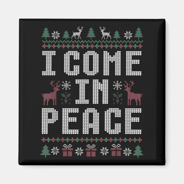 I Come In Peace Couple Matching Ugly Christmas Swe Magnet (Framsidan)