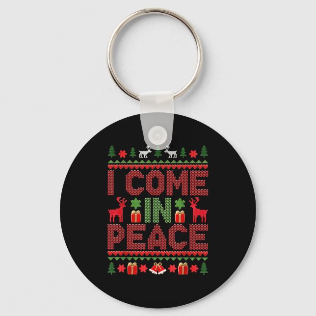 I Come In Peace Couple Matching Ugly Christmas Swe Nyckelring (Framsida)