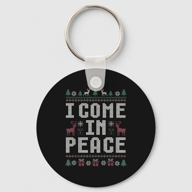 I Come In Peace Couple Matching Ugly Christmas Swe Nyckelring (Framsida)
