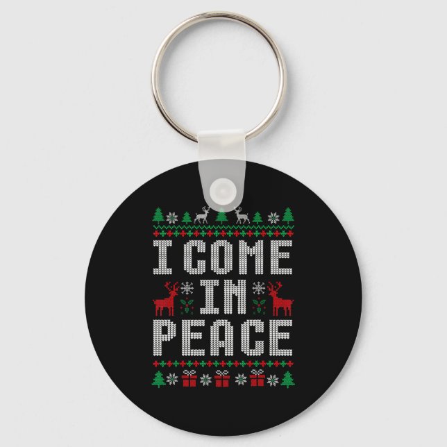 I Come In Peace Couple Matching Ugly Christmas Swe Nyckelring (Framsida)