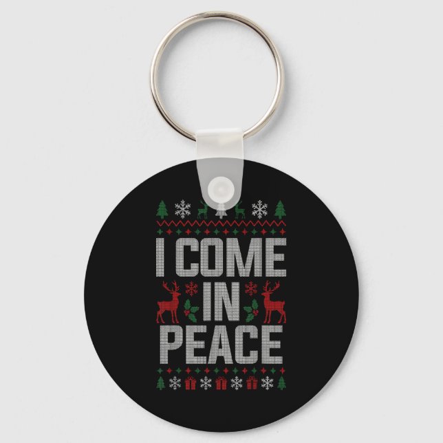 I Come In Peace Couple Matching Ugly Christmas Swe Nyckelring (Framsida)