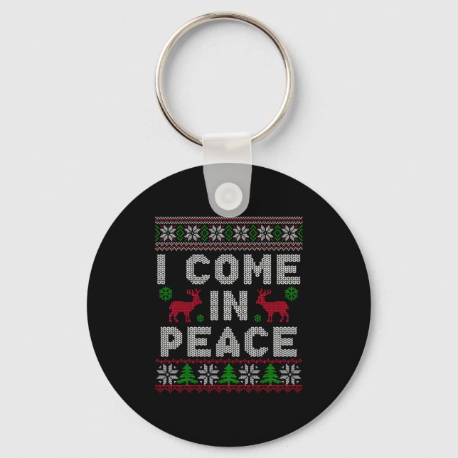 I Come In Peace Couple Matching Ugly Christmas Swe Nyckelring (Framsida)