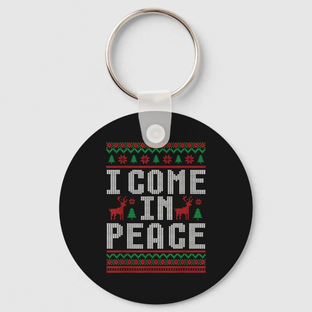 I Come In Peace Couple Matching Ugly Christmas Swe Nyckelring (Framsida)