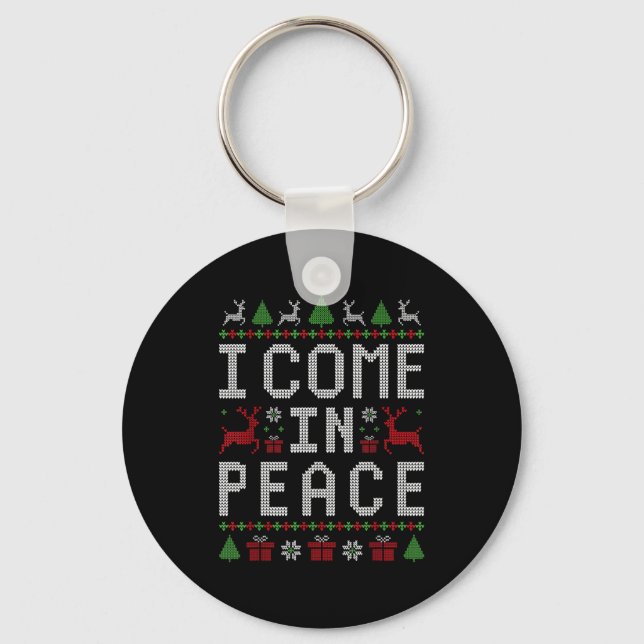 I Come In Peace Couple Matching Ugly Christmas Swe Nyckelring (Framsida)